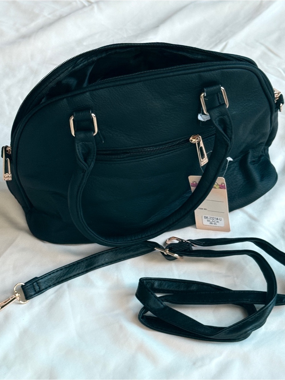 Black Women's Satchel Bag with Removable Strap
